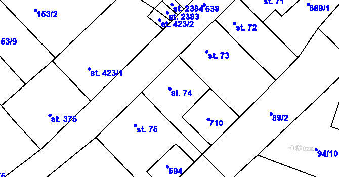 Parcela st. 74 v KÚ Březové Hory, Katastrální mapa