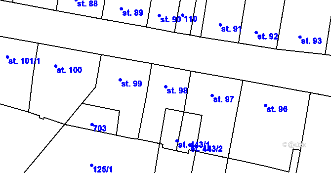 Parcela st. 98 v KÚ Březové Hory, Katastrální mapa