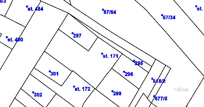 Parcela st. 171 v KÚ Březové Hory, Katastrální mapa