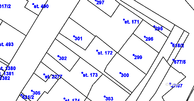 Parcela st. 172 v KÚ Březové Hory, Katastrální mapa
