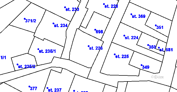 Parcela st. 226 v KÚ Březové Hory, Katastrální mapa
