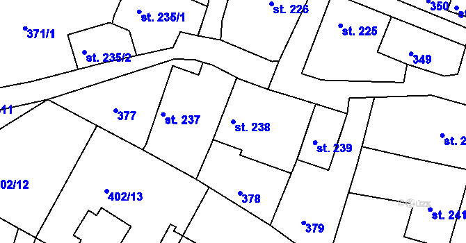 Parcela st. 238 v KÚ Březové Hory, Katastrální mapa