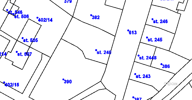 Parcela st. 240 v KÚ Březové Hory, Katastrální mapa