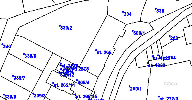 Parcela st. 266 v KÚ Březové Hory, Katastrální mapa