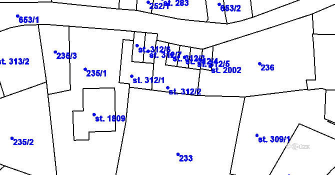 Parcela st. 312/2 v KÚ Březové Hory, Katastrální mapa