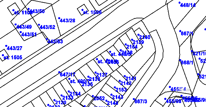 Parcela st. 400/2 v KÚ Březové Hory, Katastrální mapa