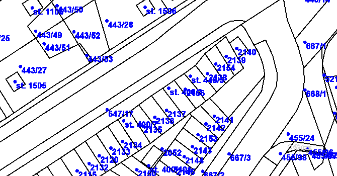 Parcela st. 400/3 v KÚ Březové Hory, Katastrální mapa