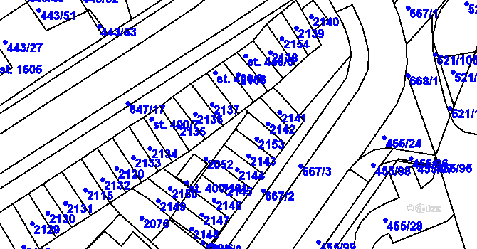 Parcela st. 400/43 v KÚ Březové Hory, Katastrální mapa