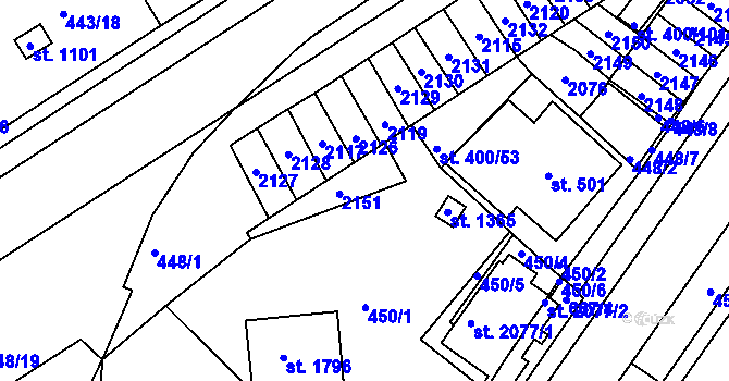 Parcela st. 400/54 v KÚ Březové Hory, Katastrální mapa