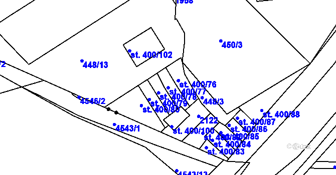 Parcela st. 400/77 v KÚ Březové Hory, Katastrální mapa