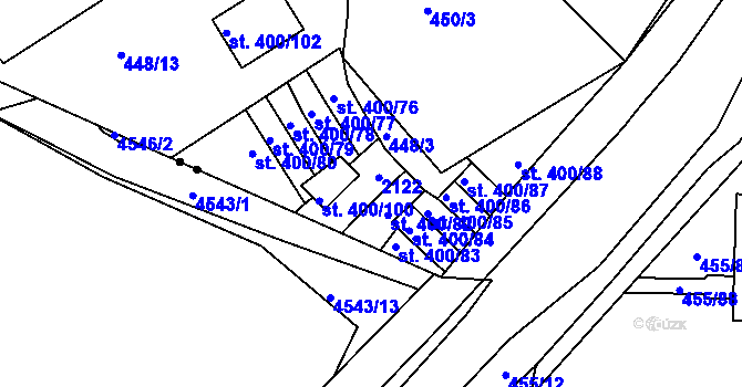 Parcela st. 400/81 v KÚ Březové Hory, Katastrální mapa