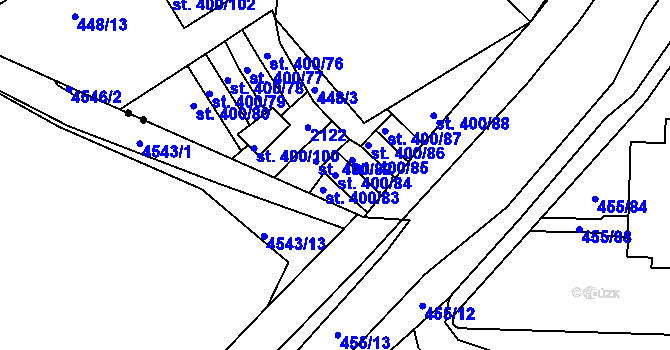 Parcela st. 400/84 v KÚ Březové Hory, Katastrální mapa