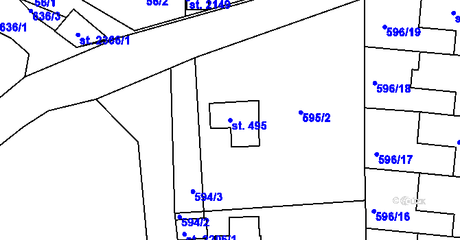 Parcela st. 495 v KÚ Březové Hory, Katastrální mapa