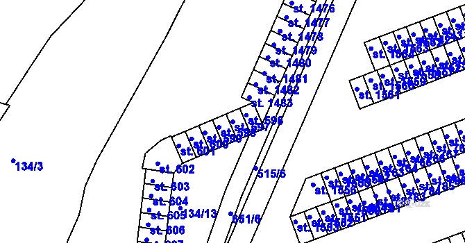 Parcela st. 597 v KÚ Březové Hory, Katastrální mapa