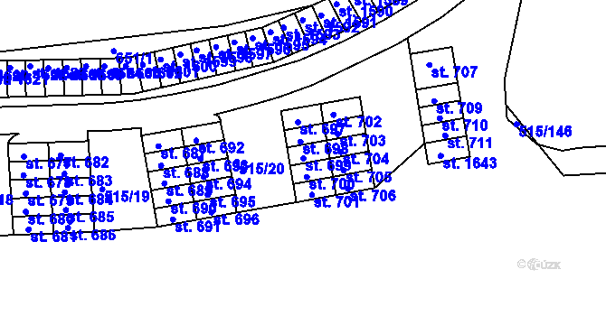 Parcela st. 699 v KÚ Březové Hory, Katastrální mapa