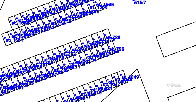 Parcela st. 797 v KÚ Březové Hory, Katastrální mapa