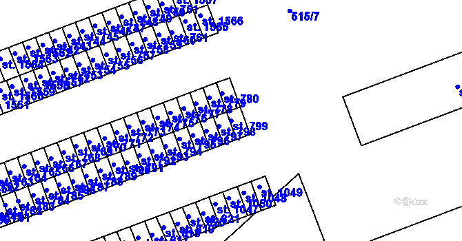 Parcela st. 799 v KÚ Březové Hory, Katastrální mapa