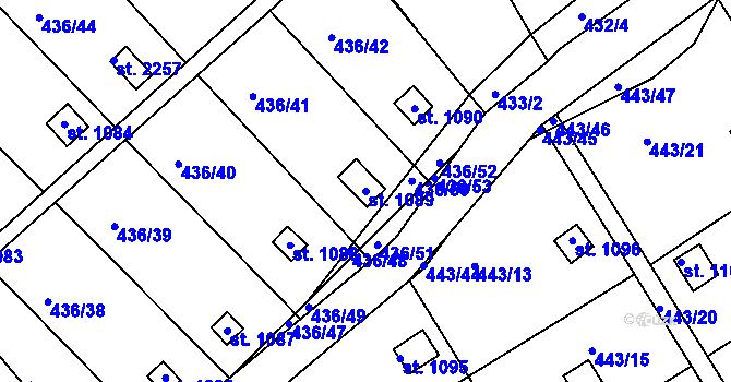 Parcela st. 1089 v KÚ Březové Hory, Katastrální mapa