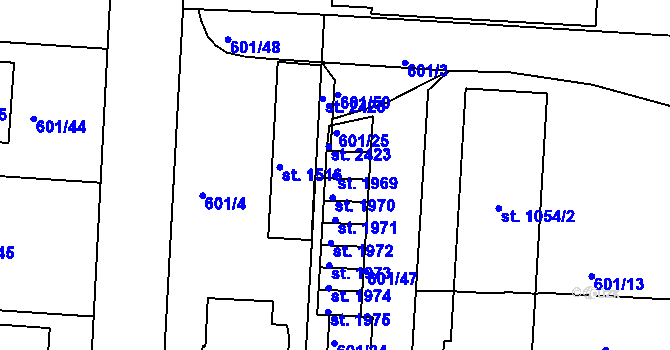 Parcela st. 1969 v KÚ Březové Hory, Katastrální mapa
