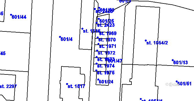 Parcela st. 1972 v KÚ Březové Hory, Katastrální mapa