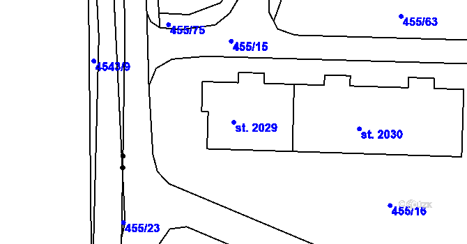Parcela st. 2029 v KÚ Březové Hory, Katastrální mapa