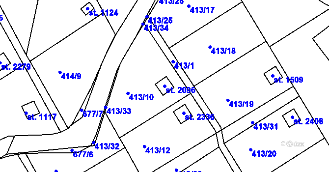 Parcela st. 2096 v KÚ Březové Hory, Katastrální mapa
