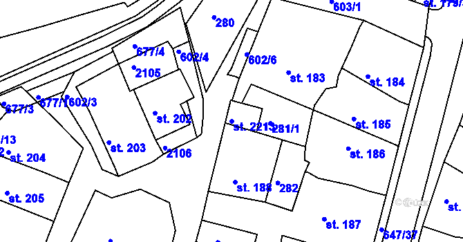 Parcela st. 2213 v KÚ Březové Hory, Katastrální mapa
