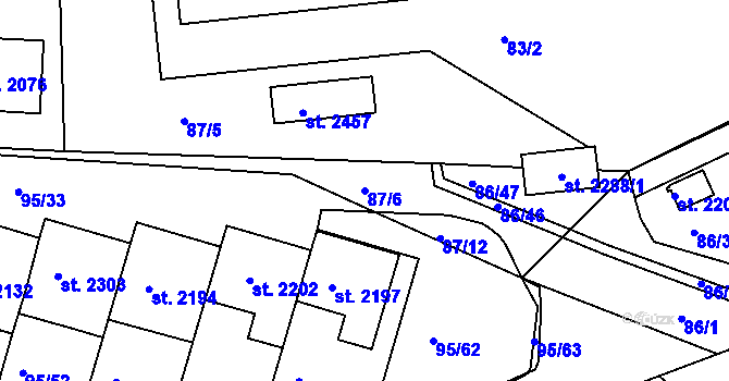 Parcela st. 87/6 v KÚ Březové Hory, Katastrální mapa