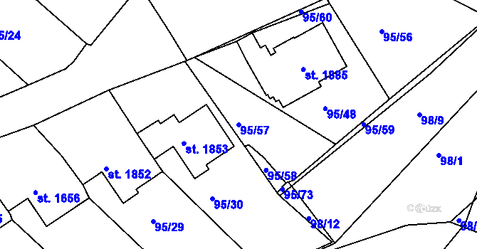 Parcela st. 95/57 v KÚ Březové Hory, Katastrální mapa