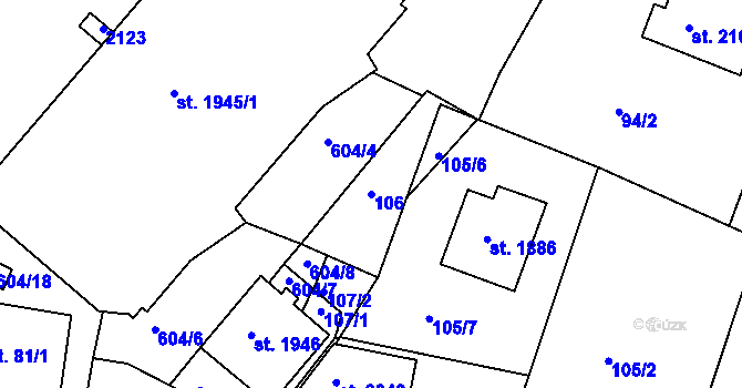 Parcela st. 106 v KÚ Březové Hory, Katastrální mapa