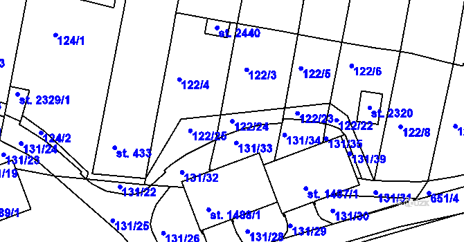 Parcela st. 122/24 v KÚ Březové Hory, Katastrální mapa