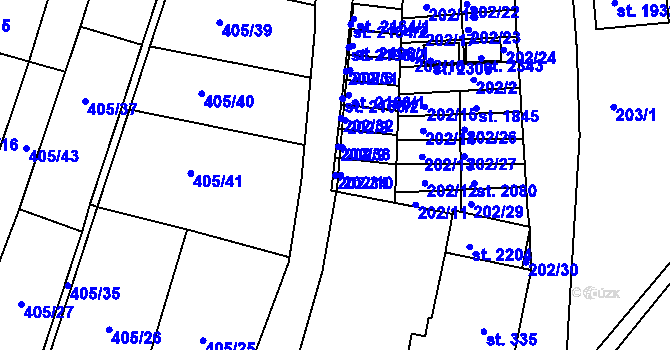 Parcela st. 202/34 v KÚ Březové Hory, Katastrální mapa