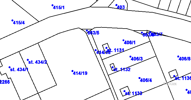 Parcela st. 414/18 v KÚ Březové Hory, Katastrální mapa