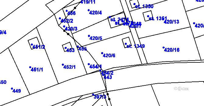Parcela st. 420/6 v KÚ Březové Hory, Katastrální mapa
