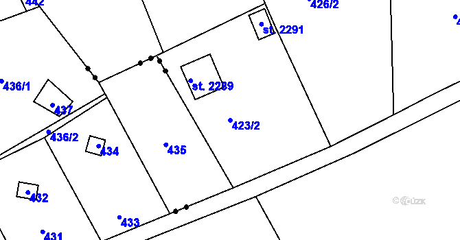Parcela st. 423/2 v KÚ Březové Hory, Katastrální mapa