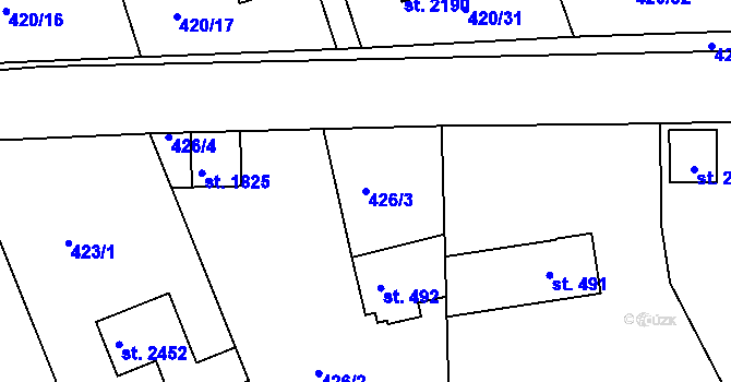 Parcela st. 426/3 v KÚ Březové Hory, Katastrální mapa