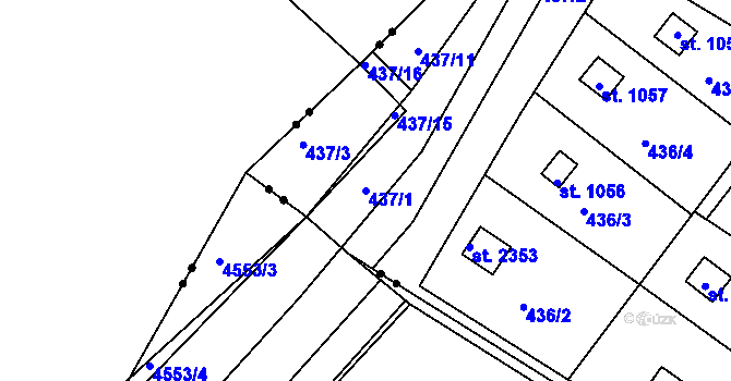 Parcela st. 437/1 v KÚ Březové Hory, Katastrální mapa