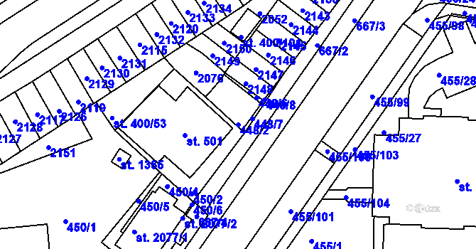 Parcela st. 448/2 v KÚ Březové Hory, Katastrální mapa