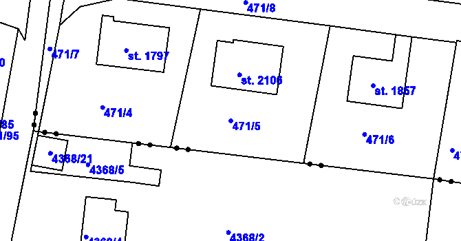 Parcela st. 471/5 v KÚ Březové Hory, Katastrální mapa