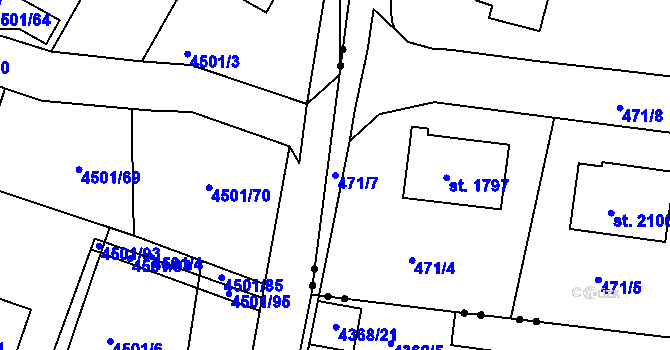 Parcela st. 471/7 v KÚ Březové Hory, Katastrální mapa