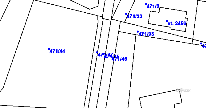 Parcela st. 471/15 v KÚ Březové Hory, Katastrální mapa