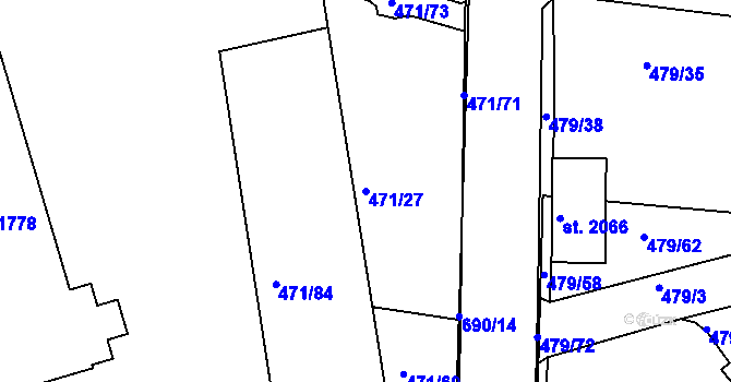 Parcela st. 471/27 v KÚ Březové Hory, Katastrální mapa