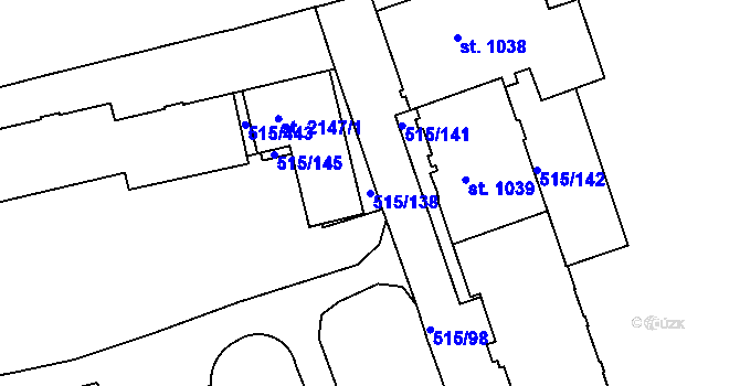 Parcela st. 515/138 v KÚ Březové Hory, Katastrální mapa