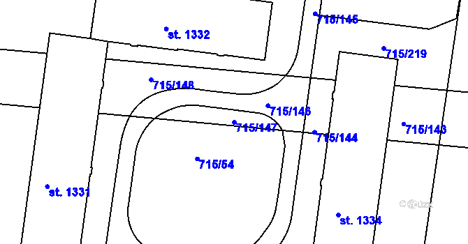 Parcela st. 715/147 v KÚ Březové Hory, Katastrální mapa