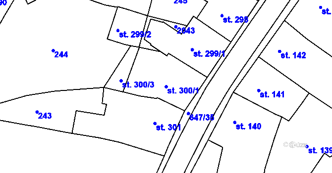 Parcela st. 300/1 v KÚ Březové Hory, Katastrální mapa