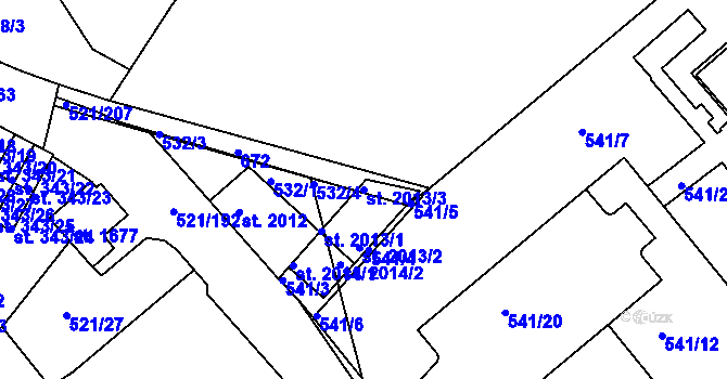 Parcela st. 2013/3 v KÚ Březové Hory, Katastrální mapa