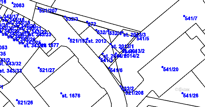 Parcela st. 2014/1 v KÚ Březové Hory, Katastrální mapa
