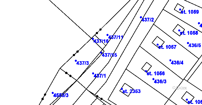 Parcela st. 437/15 v KÚ Březové Hory, Katastrální mapa