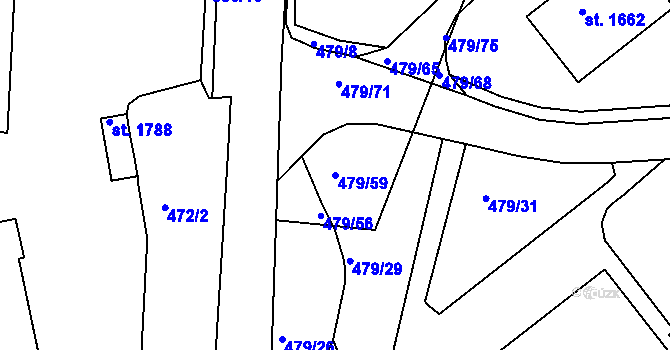 Parcela st. 479/59 v KÚ Březové Hory, Katastrální mapa