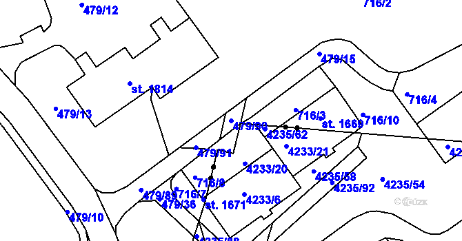 Parcela st. 479/90 v KÚ Březové Hory, Katastrální mapa